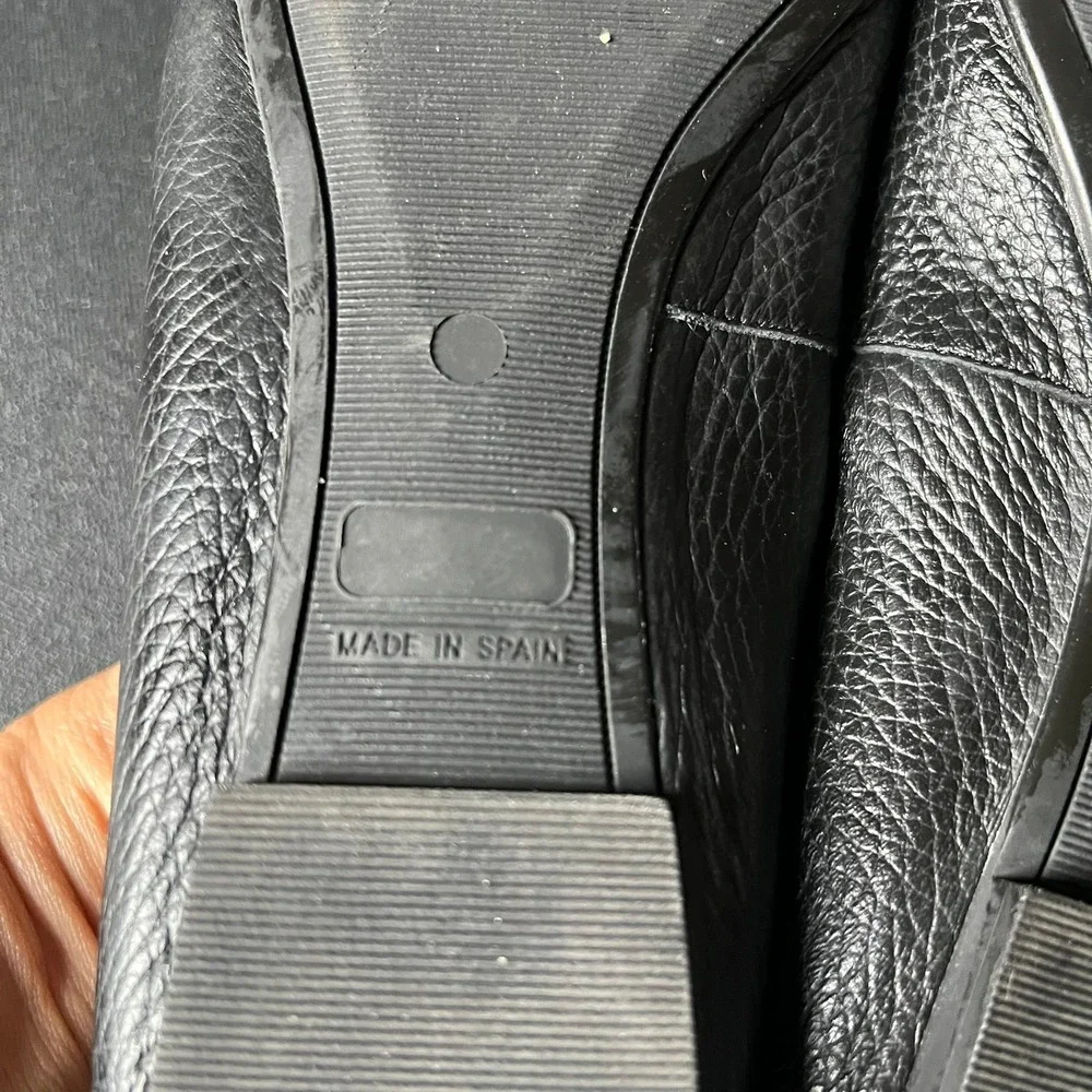 Sesto Meucci Black Pebbled Leather Ballet Flats 8.5 Minimalist Capsule Office